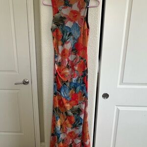 Floral Maxi Dress - Multicolor Tropical Hawaiian
